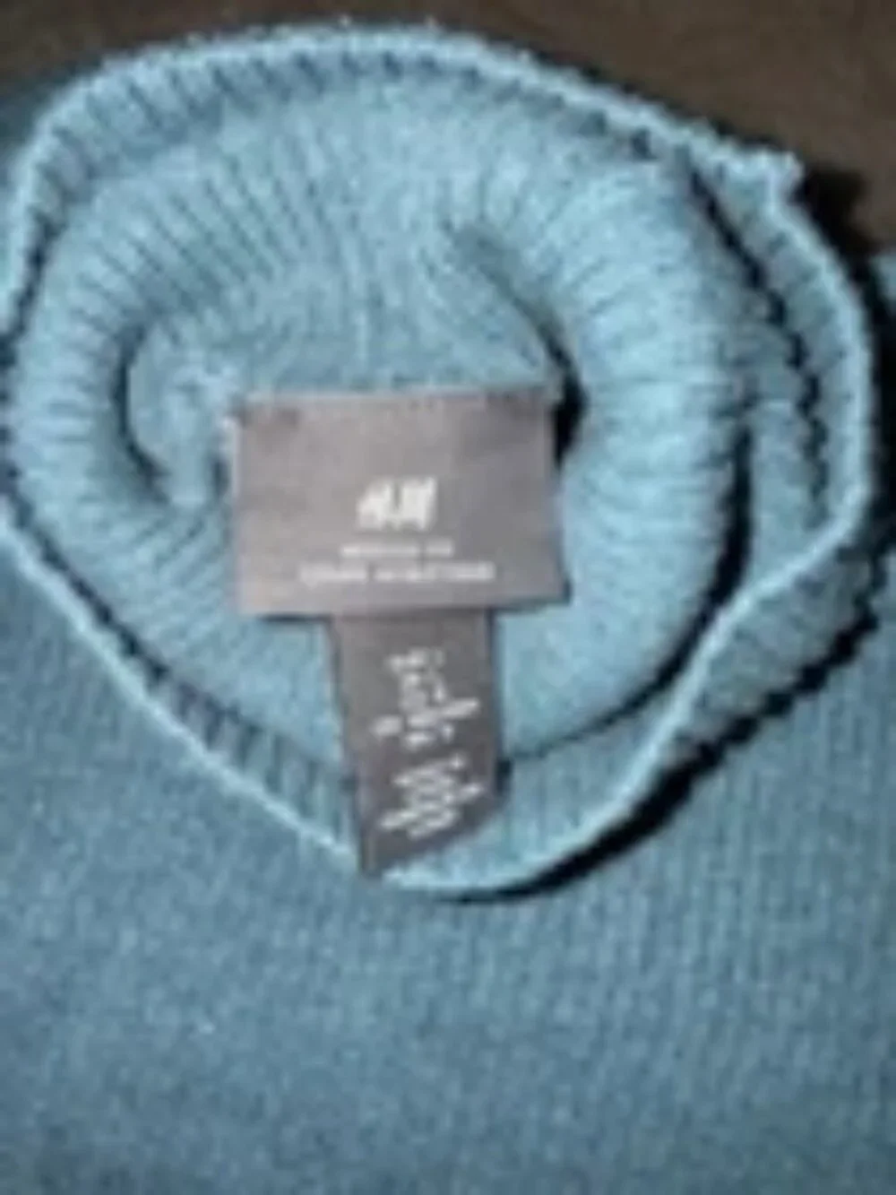 H&M Turtleneck Sweater Mens Large Teal Ribbed Knit Slim Fit EUC
